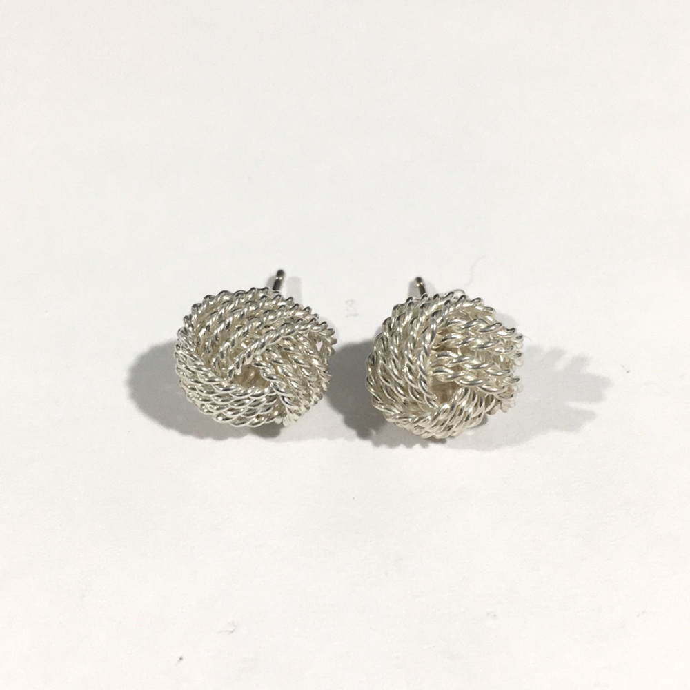 Sterling Silver Knot Stud Earrings With Push Backs